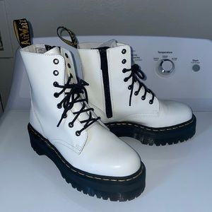 Dr. Marten white leather Jadon style lace up platform boots. Size W 9. $180 obo